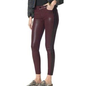 Sam Edelman The Kitten Burgundy Coated Ankle Skinny Side Stripe Jeans SZ 30 NWT